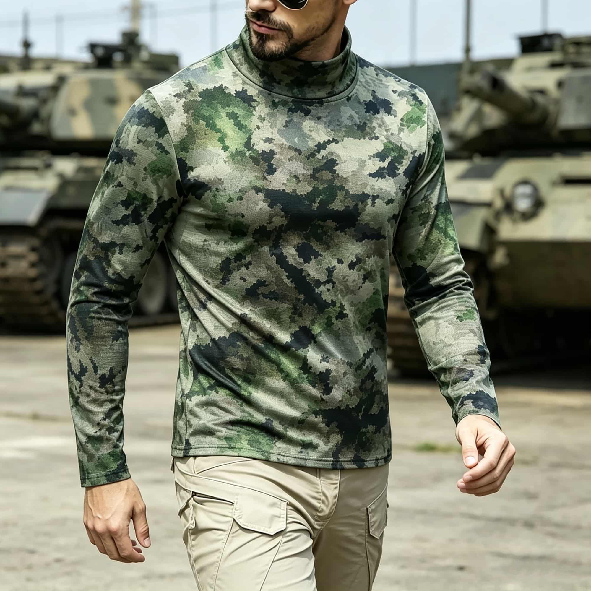 Men Tactical Camouflage Print  - Base Layer Top ulasan dan harga