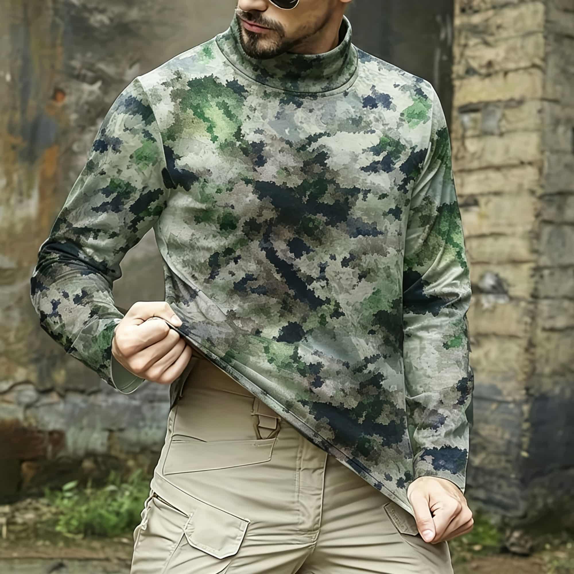 Men Tactical Camouflage Print  - Base Layer Top ulasan dan harga